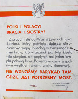 Polki i Polacy! Bracia i Siostry! apel Wojciecha Jaruzelskiego