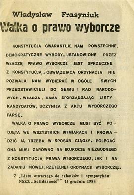 Walka o prawo wyborcze / Bojkotem wyborczej farsy upomnisz się...