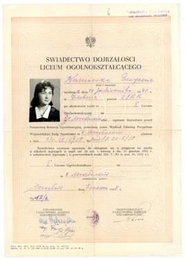 Świadectwo Dojrzałości Liceum Ogólnokształcącego