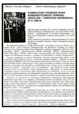 Symboliczny pogrzeb ofiar komunistycznego terroru. Wrocław - Cmentarz Osobowicki 27 X 1990 r.