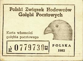 Karta własności gołębia pocztowego