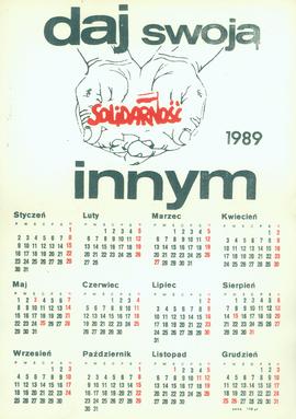 daj swoją Solidarność innym: kalendarz ścienny 1989